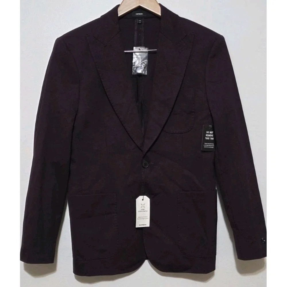NWT Express Men's Slim Purple Cotton Blend Suit Jacket Sz 36S Office Business‎